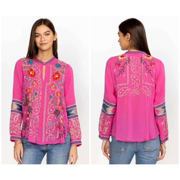 Johnny Was Tops - Johnny Was Pink Tamarind Blouse Small